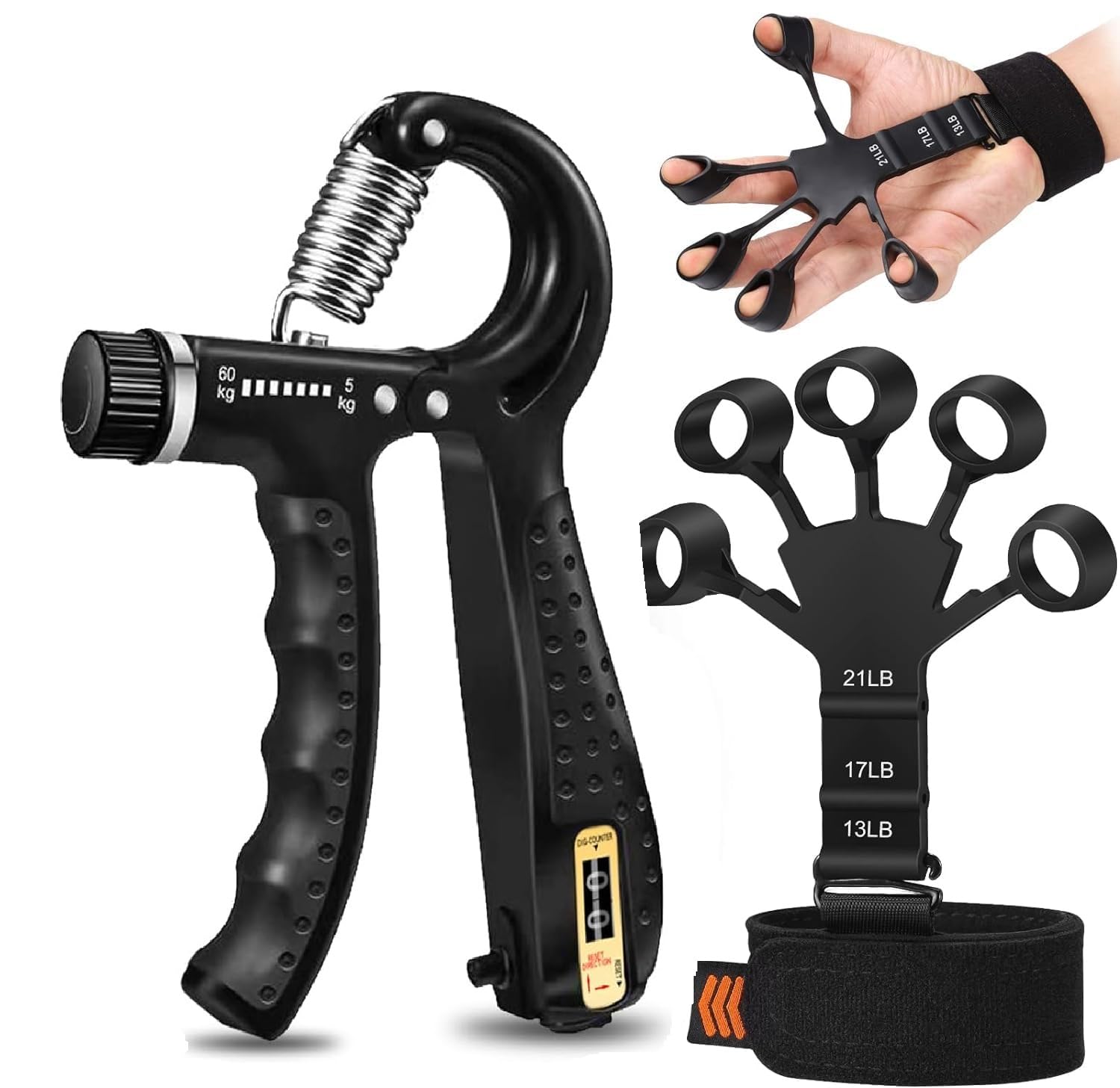 Leosportz Hand Grip Strengthener with Finger Exerciser - New Improved Desgine 10-100 kg Adjustable Hand Grip | Wrist Training Exerciser (Hand grip + Finger Exerciser) (B0D77PM92X) Amazon Price History, Amazon Price Tracker