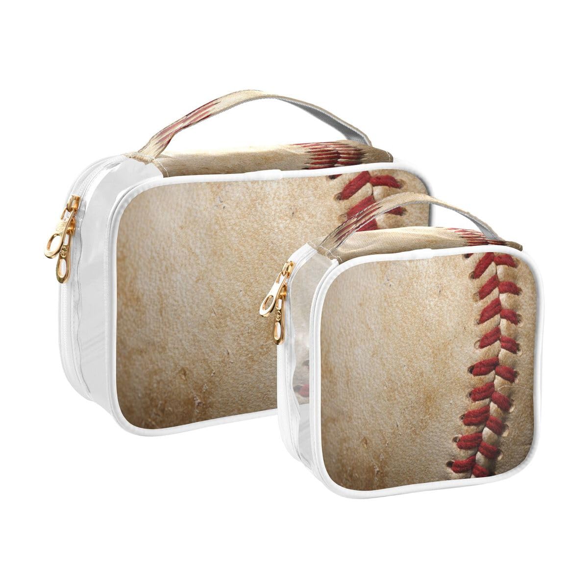 ALAZA Baseball Dirty Sport 2 Pcs Storage Bags Zippered Organizers Cosmetics Travel Case Toiletry Bag Transparent Tote Bags
