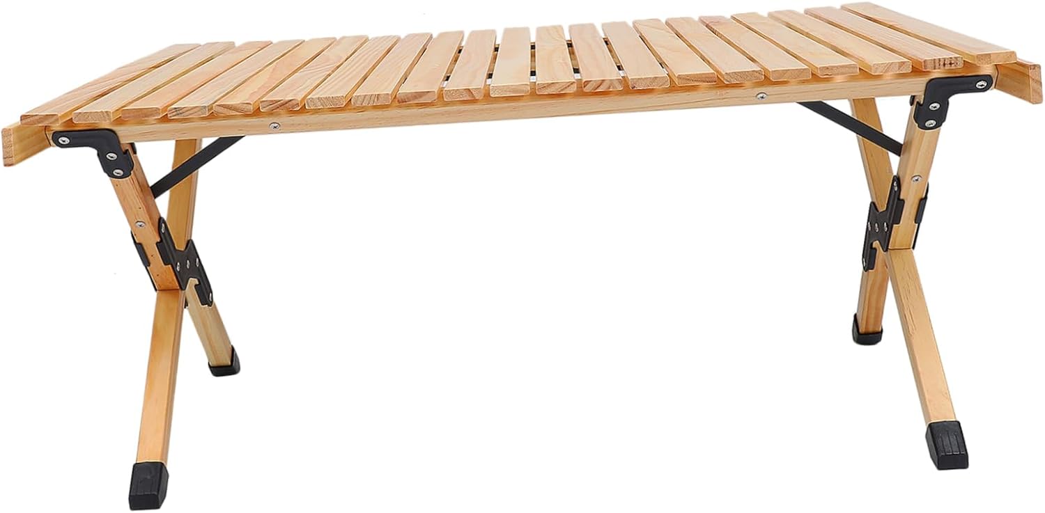 1Pc Portable Wooden Folding Beach Table Compact Camping Desk for Outdoor Use Space Saving Design Sturdy Solid Construction for Picnics and Backyard Gatherings
