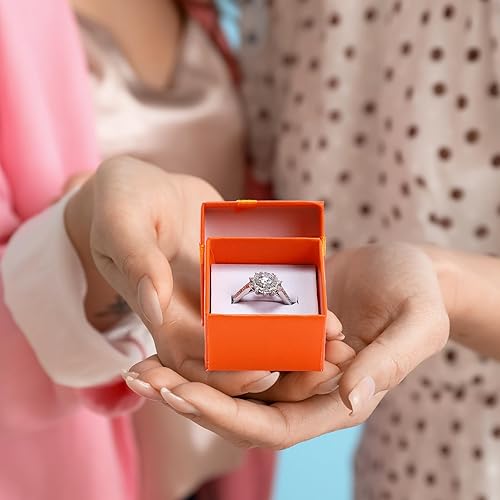 Miniatura 10 de Yinkin Juego de 120 cajas de regalo de anillo de cartón con lazo cuadrado de colores surtidos, pequeña caja de regalo dura para aretes, caja de