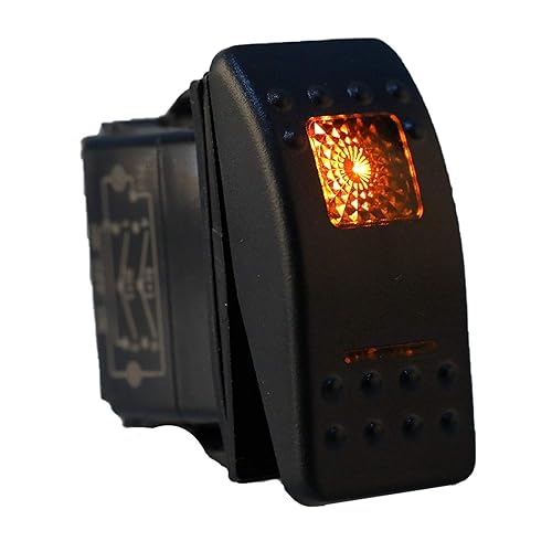 Miniatura 5 de Amarine Made Interruptor basculante impermeable de 12 V 20 A, interruptor de 2 posiciones, barco, DPDT, 7 pines con 2 luces LED