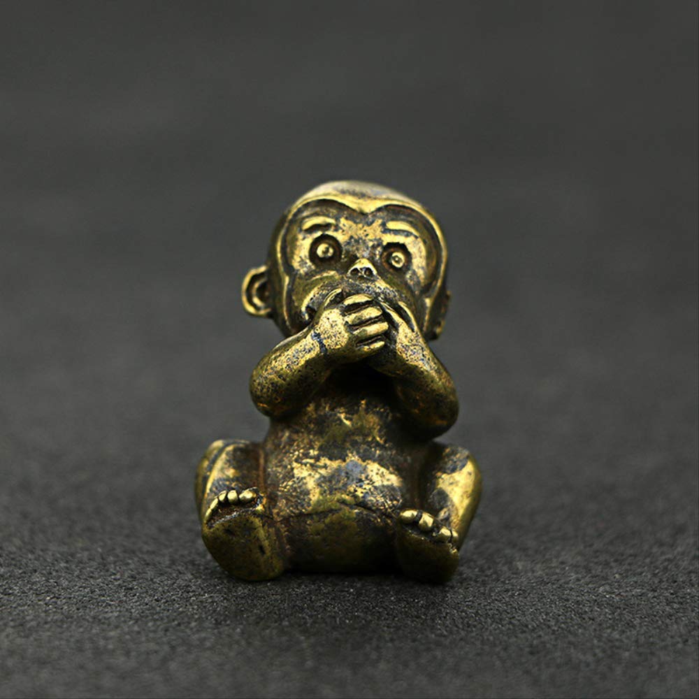 Goldene Affenfigur Aus Messing - Dekorative Miniatur Statue Für Schreibtisch