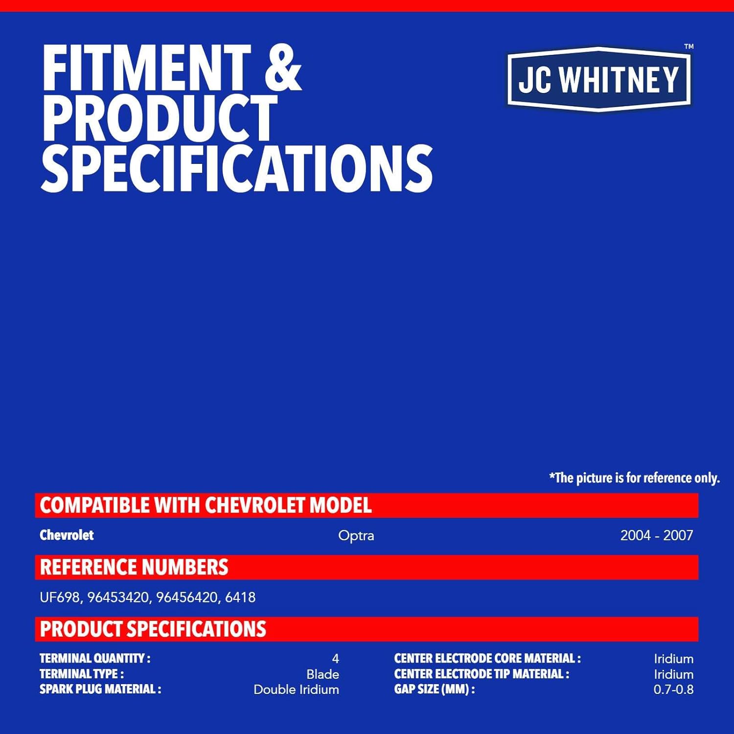 JC Whitney JFBAJCWICK00182 1pc Ignition Coil & 4pcs Double Iridium Spark Plugs Kit - Compatible with Chevrolet Optra 2004-2007 - 2.0L Cyl.4