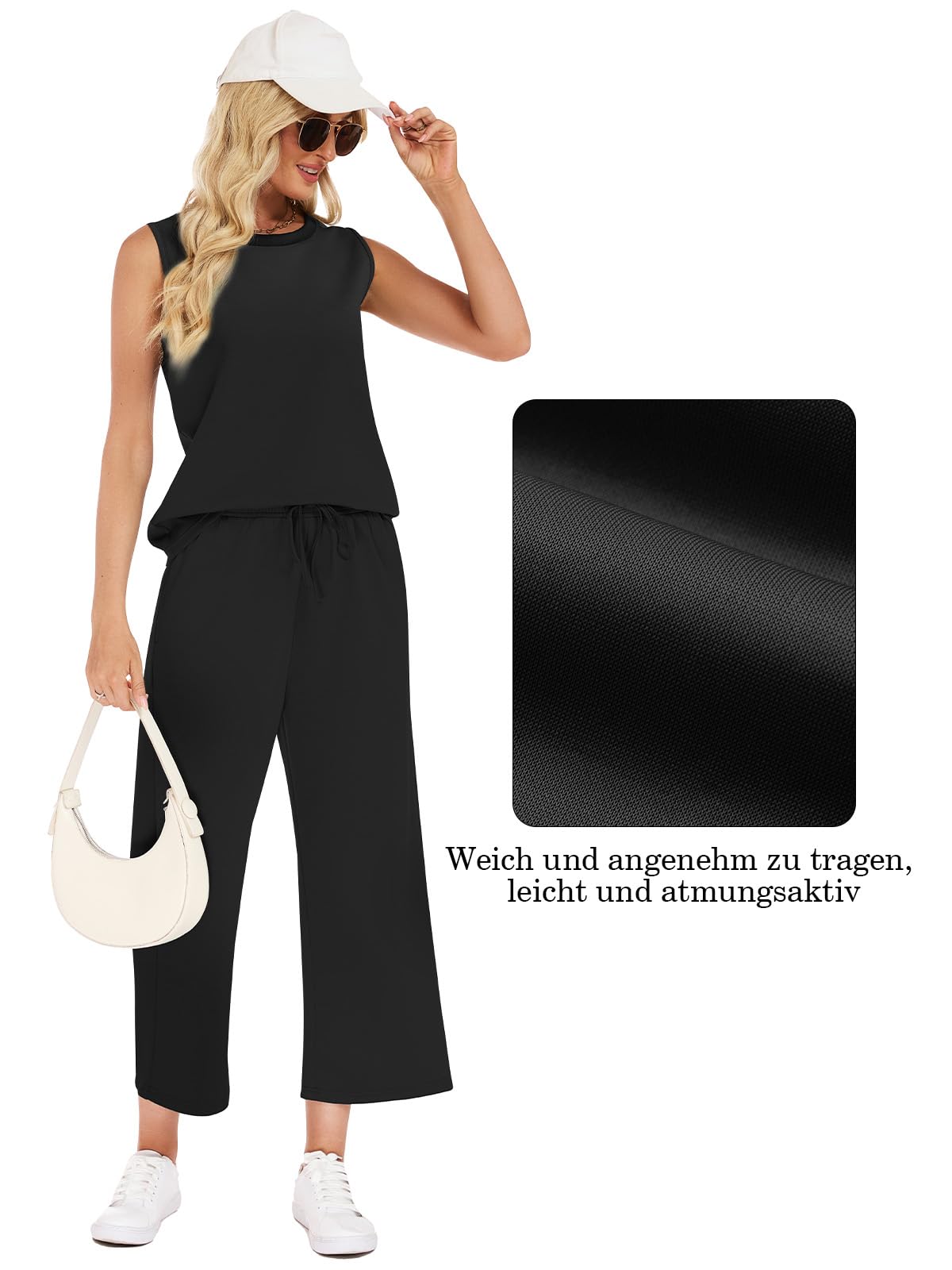 VUTRU Chándal de dos piezas para mujer, traje de verano de manga corta, informal, chándal para mujer y pantalones anchos con bolsillos, traje de casa