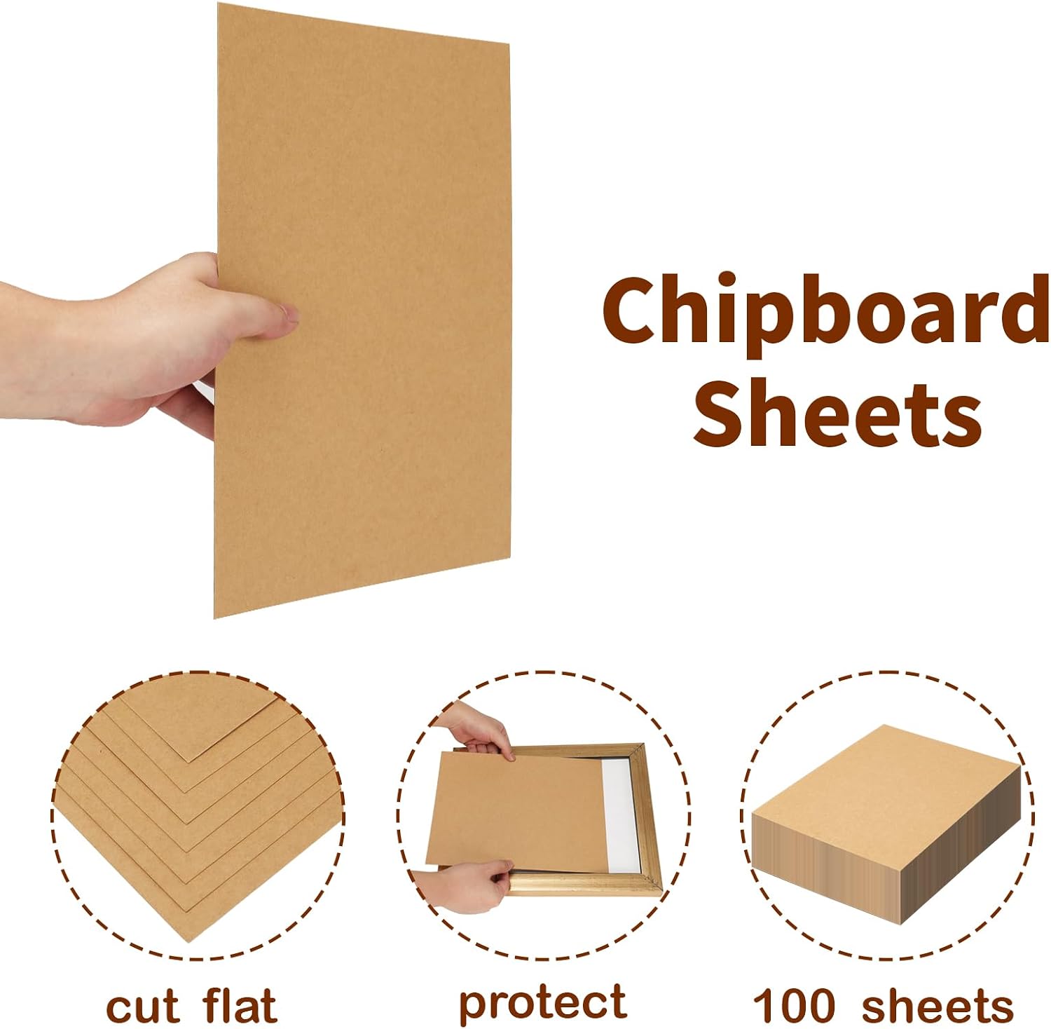 EdenseeLake 100 Pack 8.5x11 Chipboard Sheets, Kraft Cardboard for Shipping, Book Binding, Packing, DIY Crafts