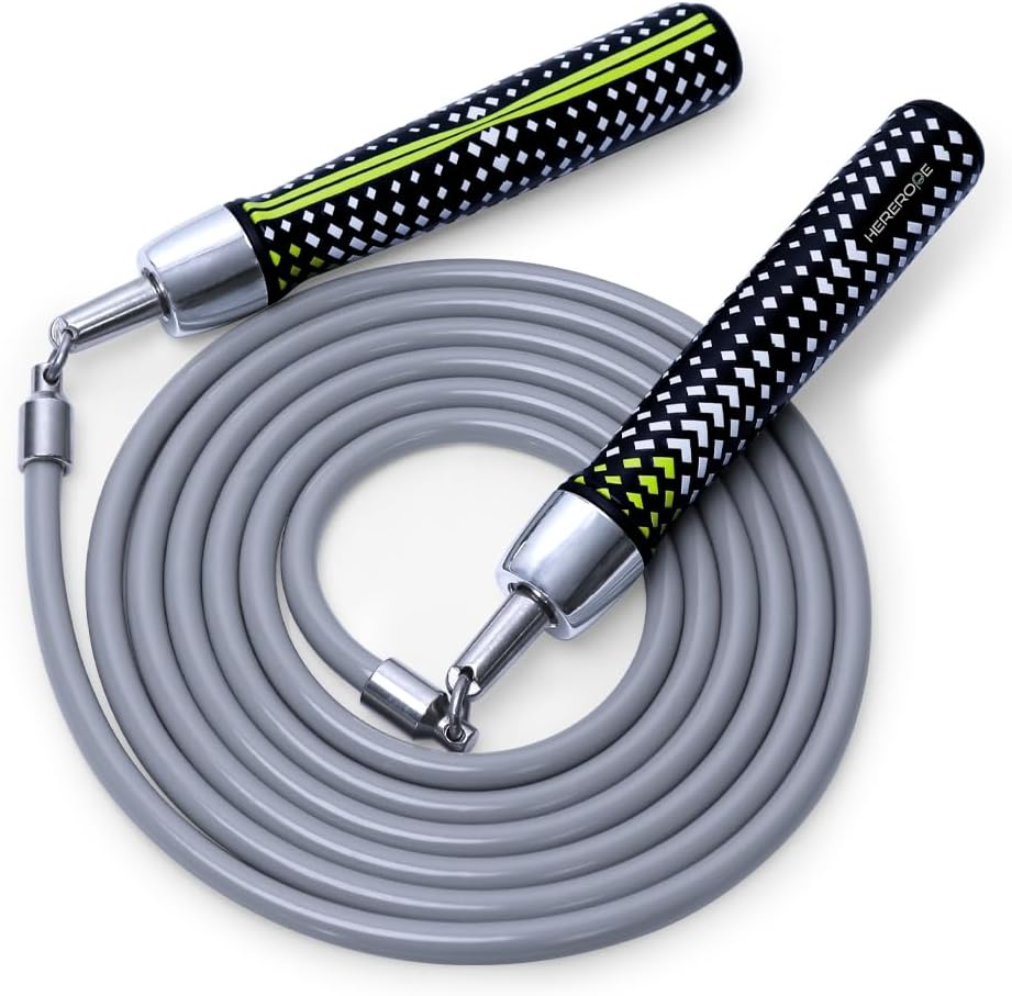 Hererope Weighted Jump Ropes for Men & Women, 1LB Jump Rope Weighted With Ball-bearing, No-Slip Grip, Durable Steel Cable, Heavy Jump Rope Designed for Fitness, High-Intensity Strength Workouts,