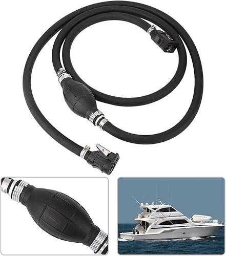 Miniatura 8 de Maxmartt Línea de combustible para barco de 3/8 pulgadas, 7 pies, motor de barco, manguera de combustible con bomba de bola, tanque de gas marino,