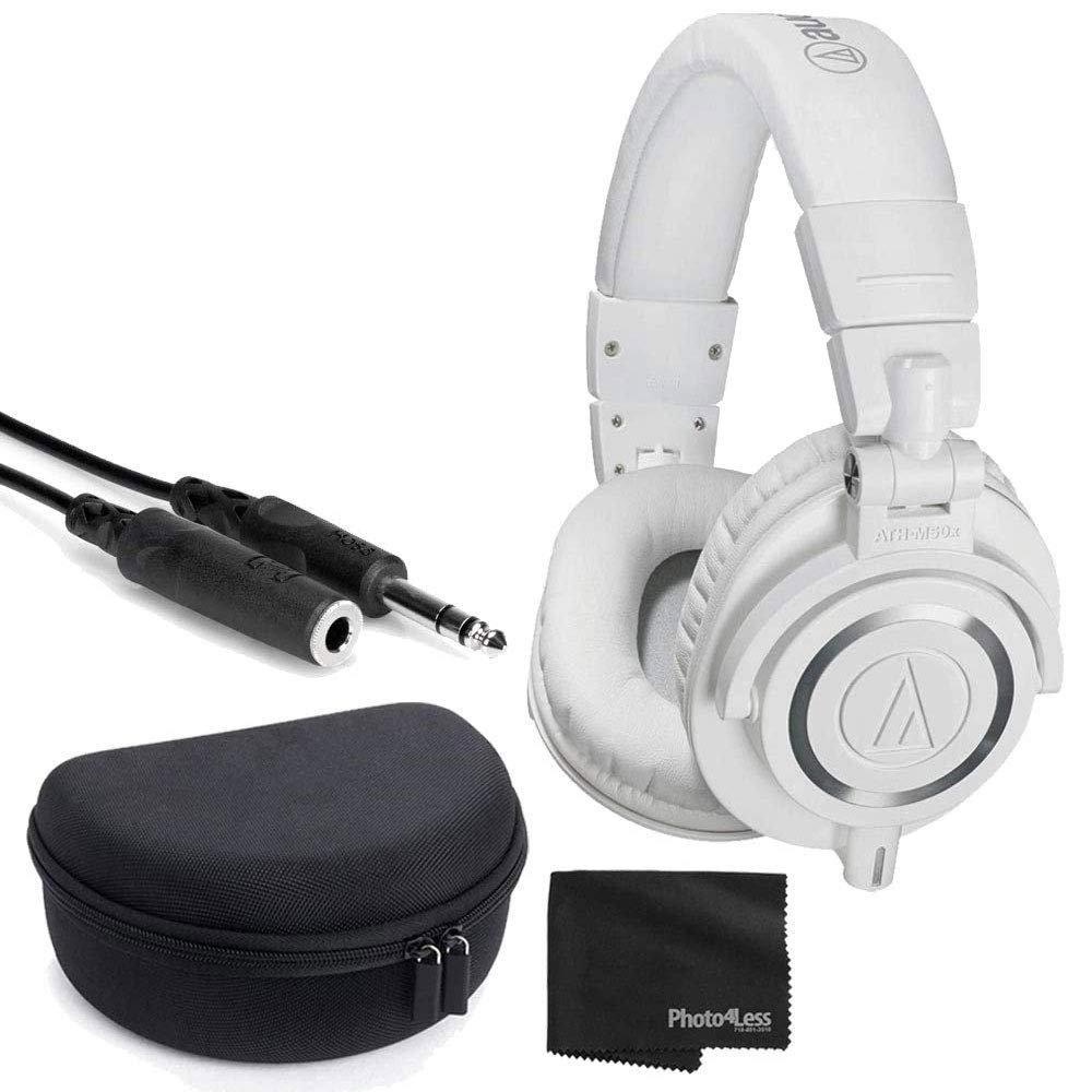 Audio-Technica ATH-M50x Closed-Back Professional Monitor Headphones - 90° Swiveling Earcups (White) 