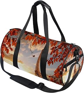 Hunihuni Autunno Francia Parigi Torre Eiffel Sport Palestra Barrel Shoulder Handy Viaggi Borsone per Donna Uomo