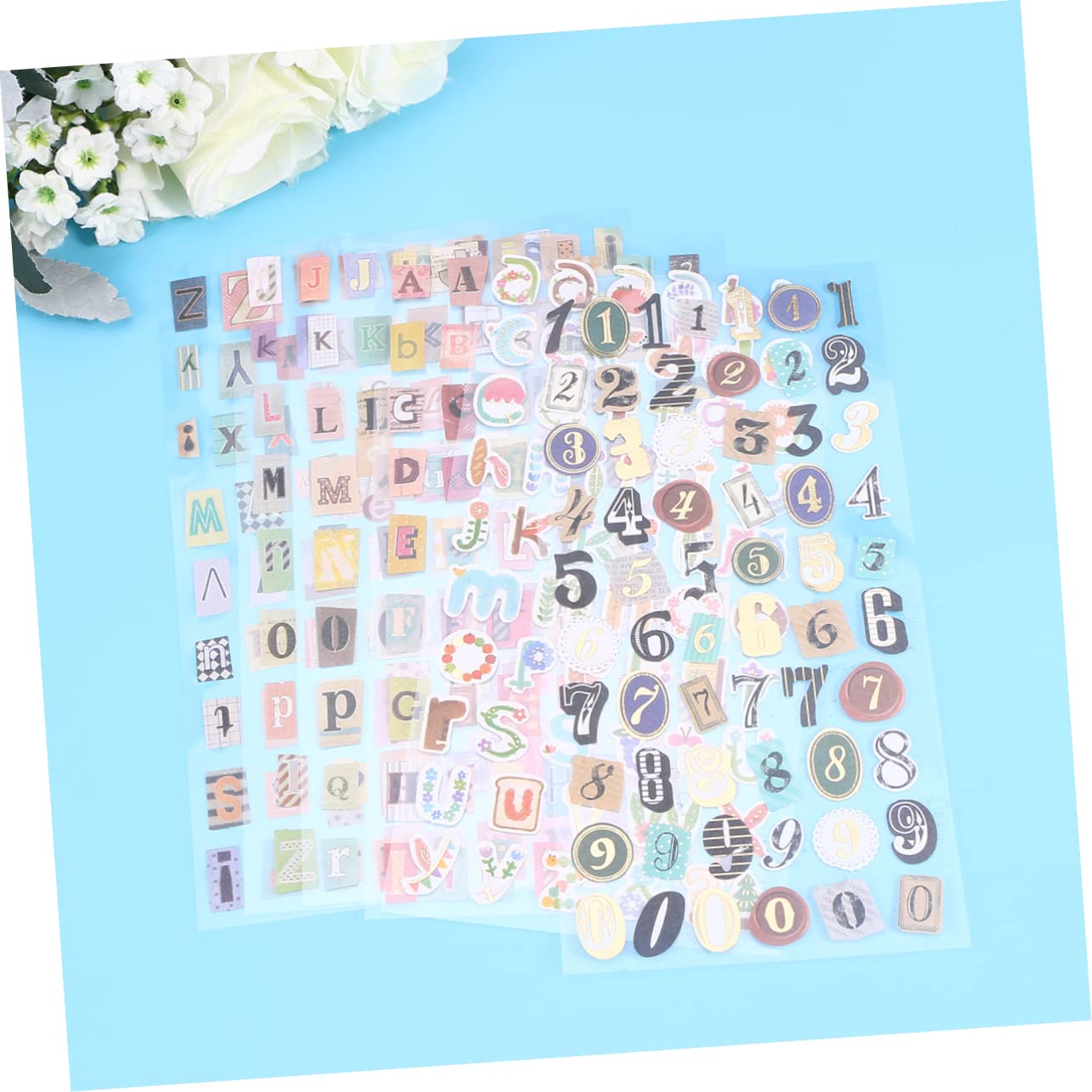 6 Blatt Scrapbook Aufkleber - Graffiti Alphabet & Zahlen Sticker Für DIY Journal Und Kunsthandwerk