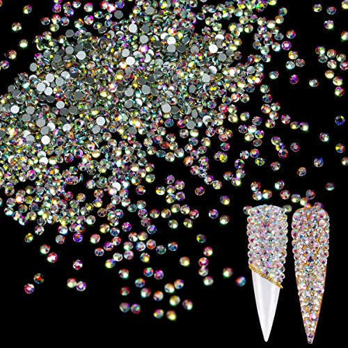 Image of 5760 Pieces Flatback Rhinestones for Nails 1.2MM Nail Rhinestones Gems Jewels Diamond Glass Mini AB Crystal Gemstones Bling Stones for Crafts Makeup Face Eyes