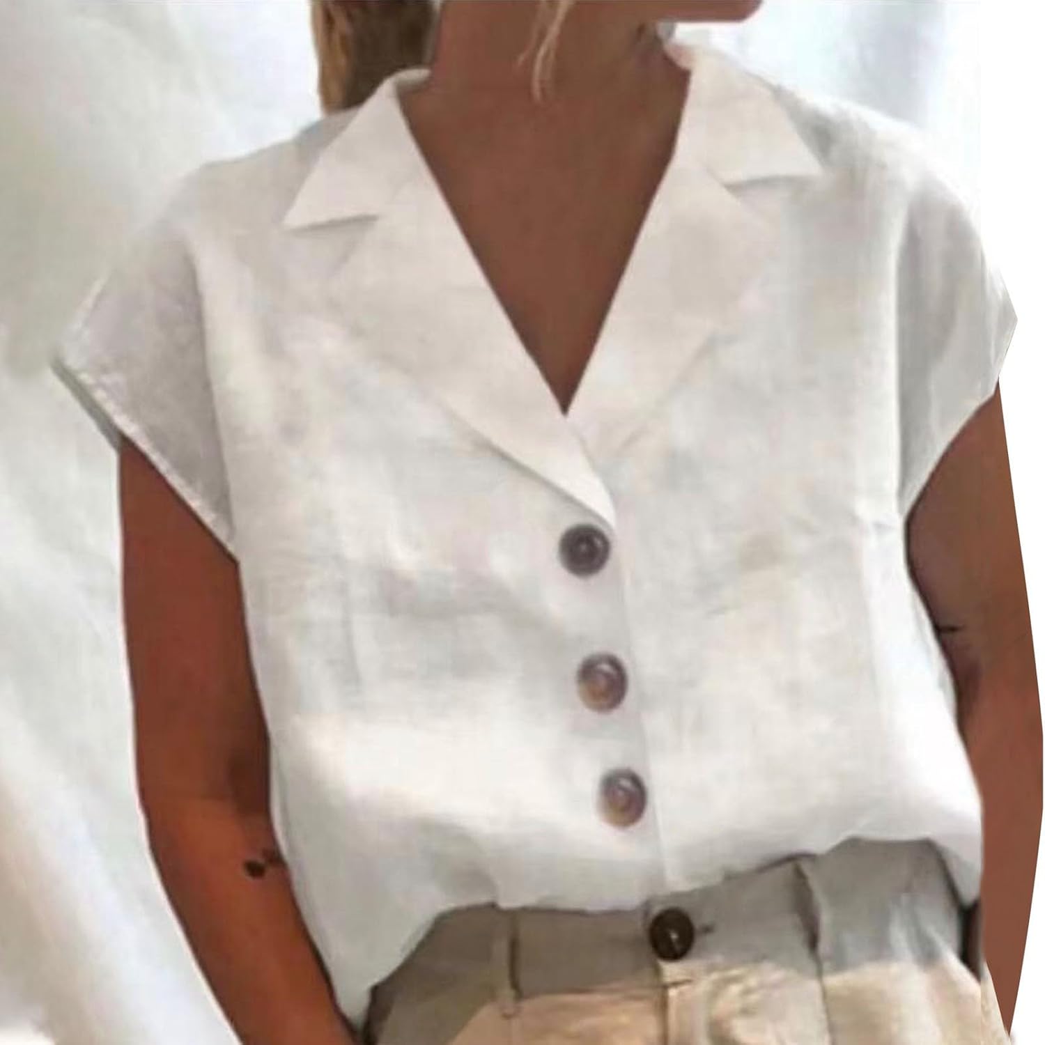 Turtleneck Linen Shirts for Women Dressy Work Office Preppy Cute Tank Tops Splicing Loose Trending Summer Tees
