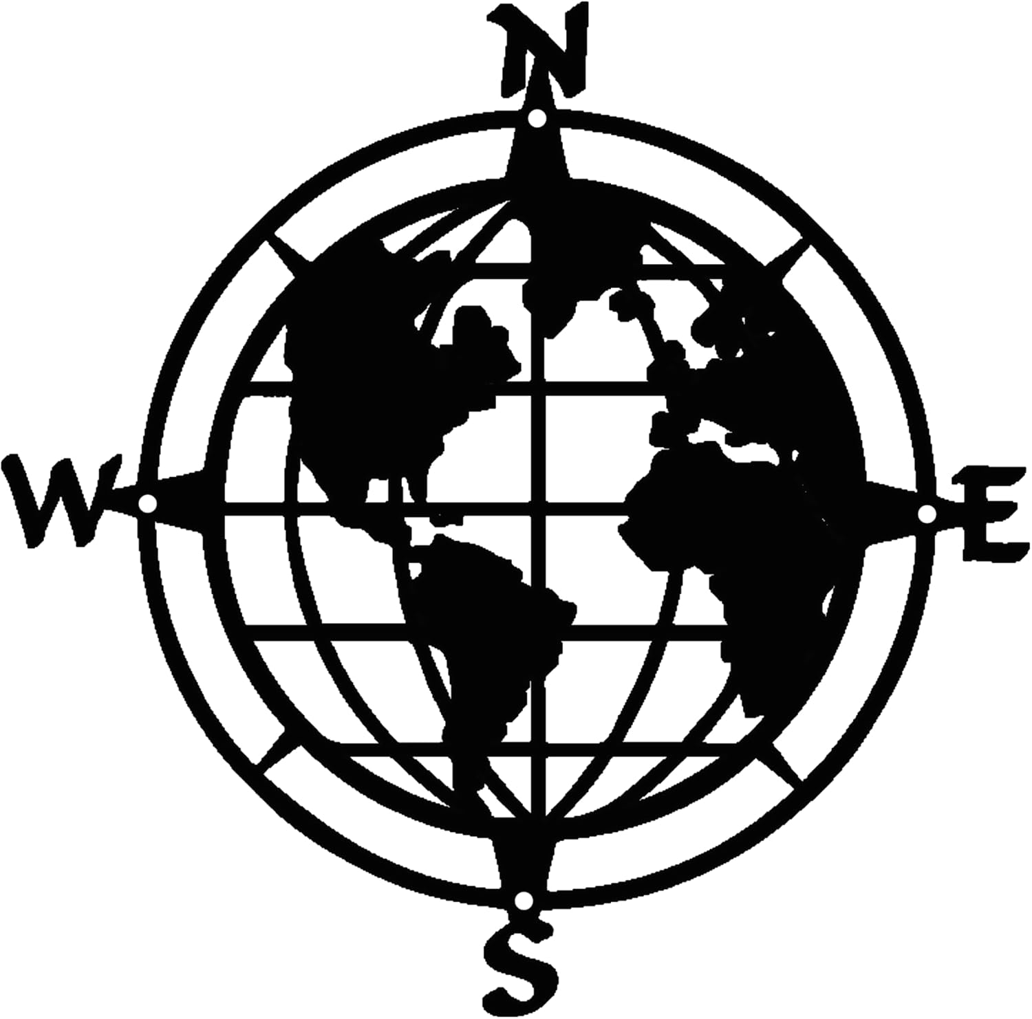 Earth compass Name Plaque Outdoor Metal Wall Art Personalized Gift for Wedding/Housewarming