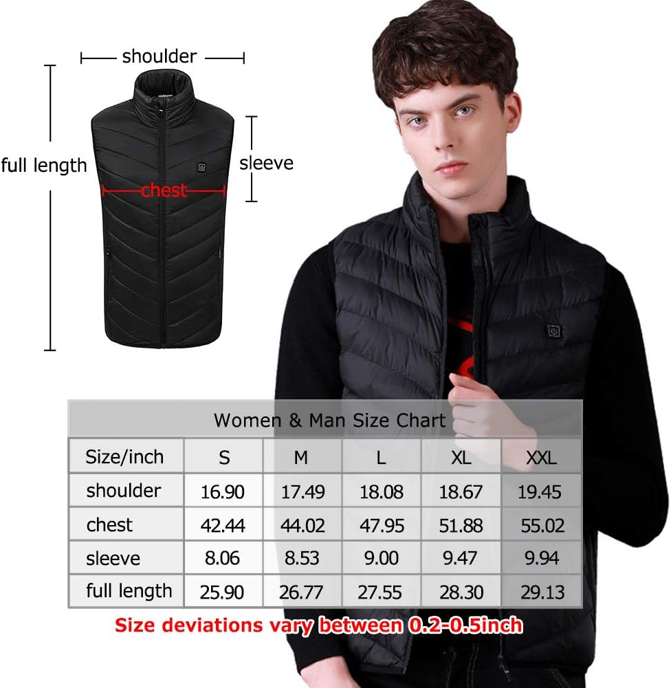 SUPTEMPO Heated Vest for Women Men, Lightweight Rechargeable Heated Vest Heated Jacket for Outdoor Activities
