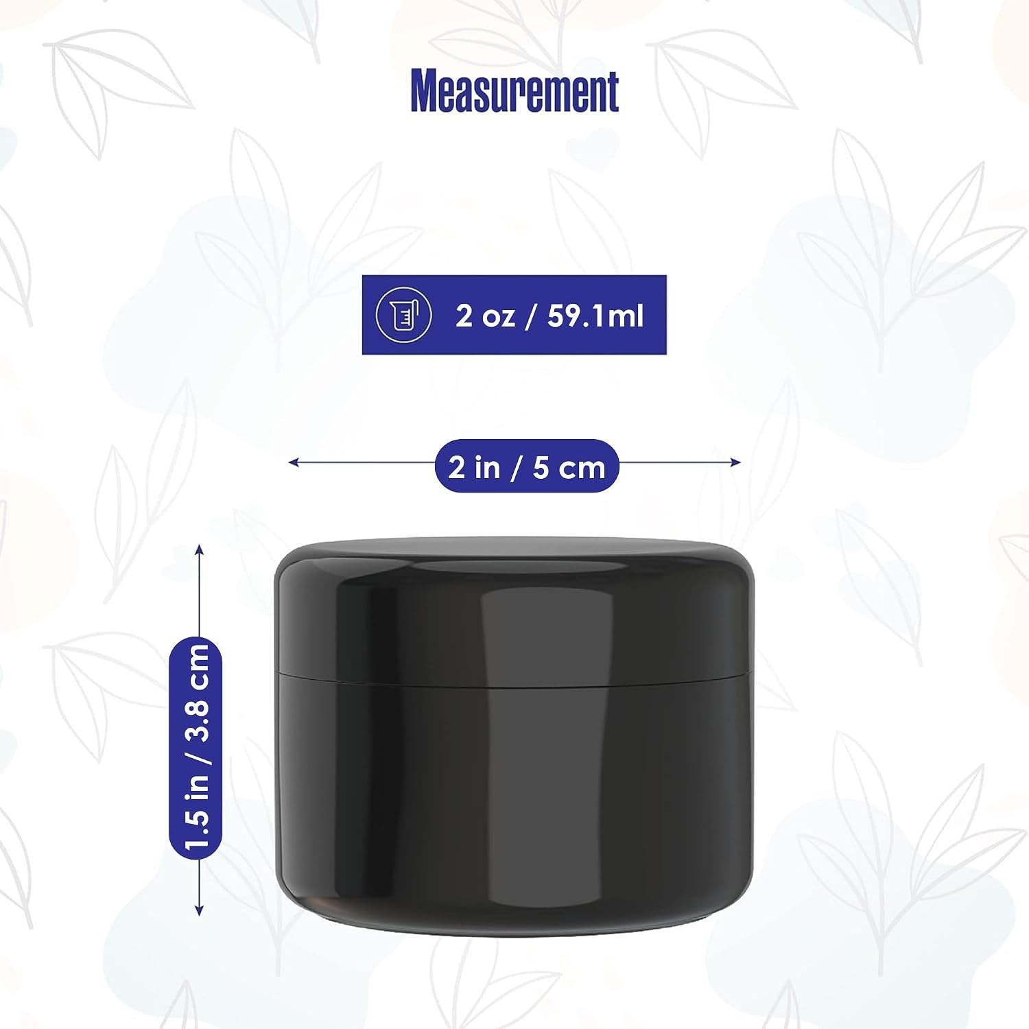 Houseables Black Cosmetic Jars, Small Containers with Lids, Plastic Jar, 2 Fl Oz, 160 ML, 24 Pack, TSA Approved Container, Jar for Lotion, Salve, Body Butter, Creams, Makeup, Toiletries w/Inner Liner