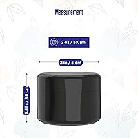 Vista 3 de Houseables Recipientes cosméticos con tapas, tarros negros, recipiente de loción, tarros de 2 onzas con tapas, pequeño recipiente de plástico