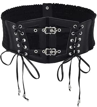 JasGood Ceinture Élastique Large Pour Femme - Ceinture à Lacets Vintage Avec Dentelle - Corset Waspy Pour Robe - Chic Et Confortable