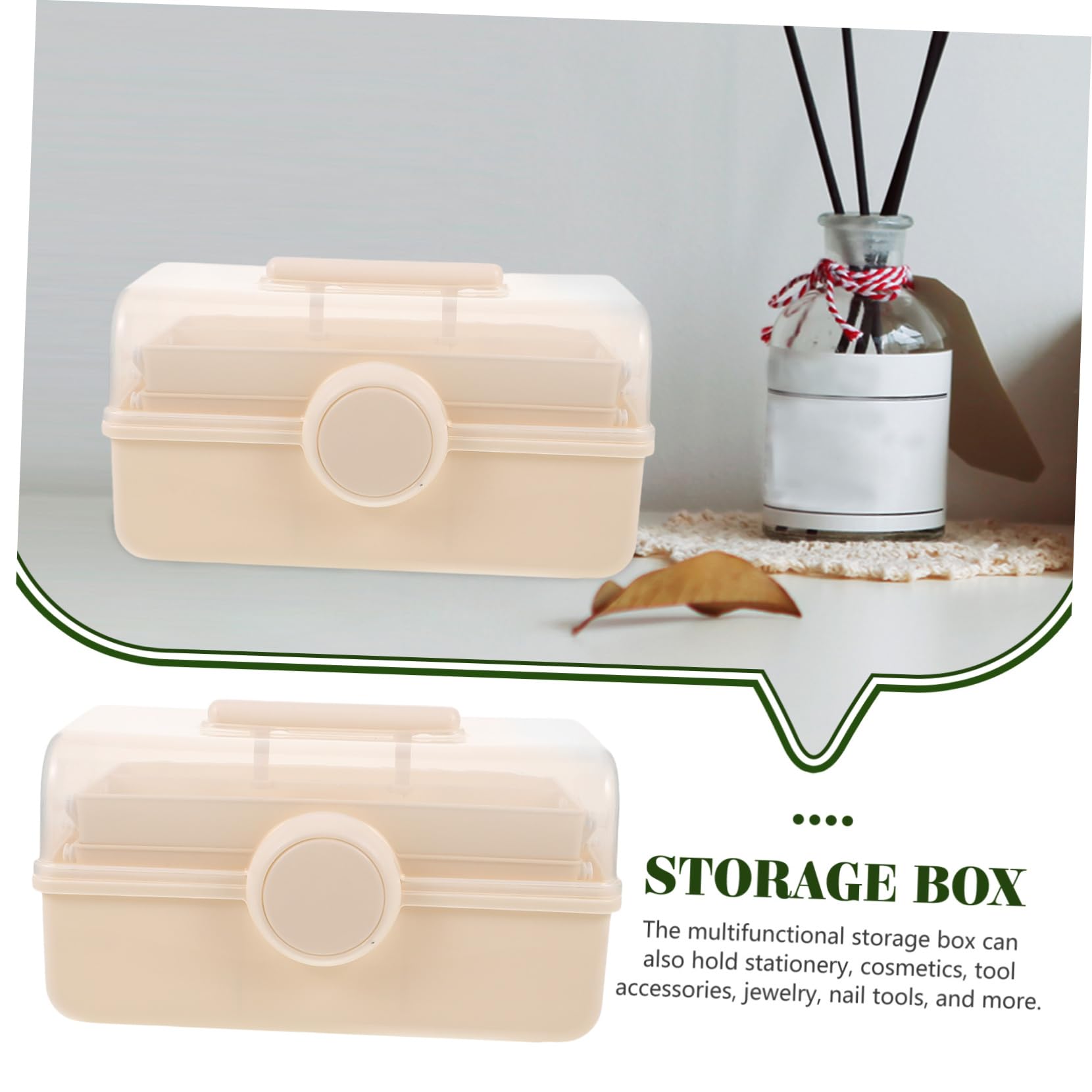 Scatola Porta Oggetti Multiuso in Plastica Coperchio Trasparente, Design Portatile, Grande Capacità per Cosmetici e Gioielli, per Campeggio e Traslochi