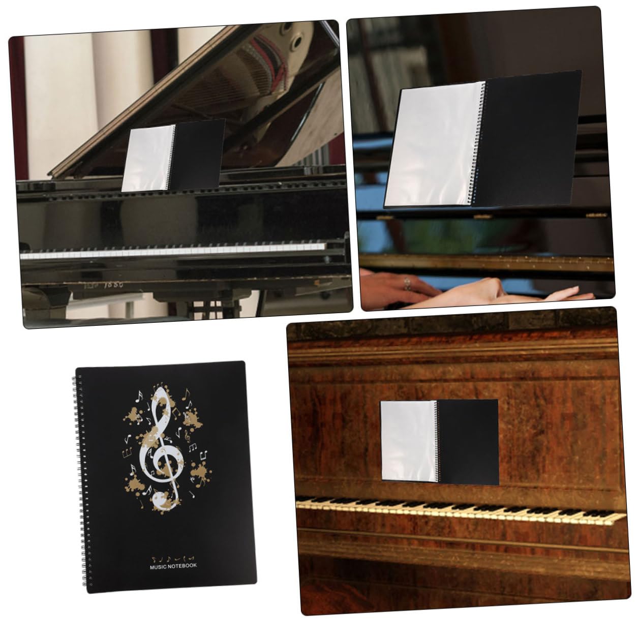 2 Stück Notenmappe mit Transparenten Einsteckseiten Langlebiger Musikordner für Klavier und Orchester Großer Kapazität Schützender Ordner für Musiknoten und Dokumente
