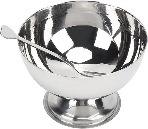 TOPINCN Cuenco de metal, cuenco de acero inoxidable con patas cortas, tamaño mediano y pequeño, acero inoxidable para servir helado para aperitivos