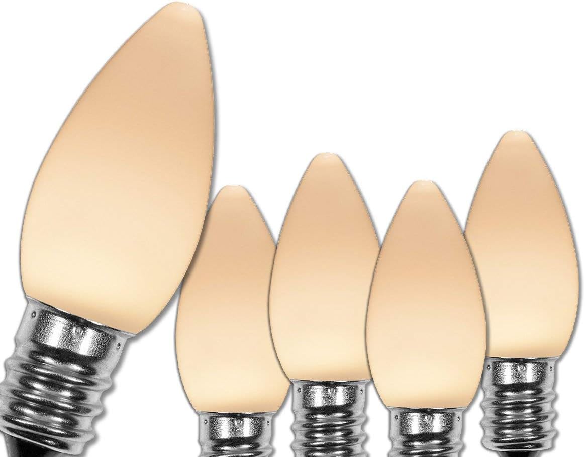 Wintergreen Lighting OptiCore C7 LED Bulbs - 25 Pack Heavy Duty Premium Outdoor Lights, Multicolor Faceted, E12 Base