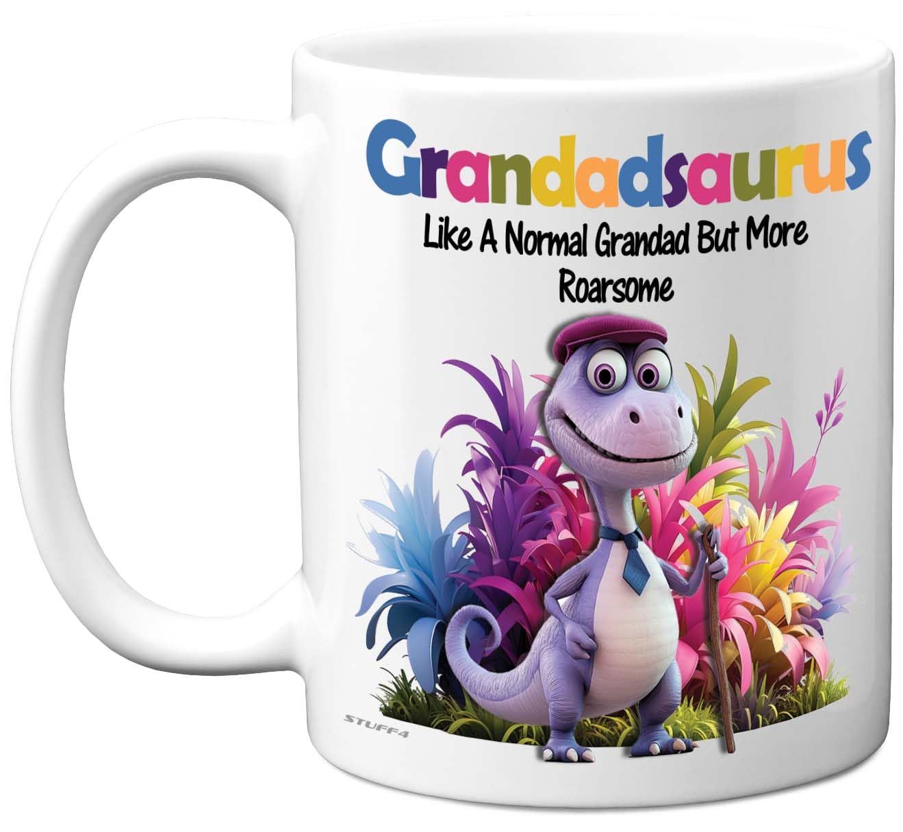 Stuff4 Grandad Gifts - Roarsome Grandadsaurus Mug - Happy Birthday Gifts for Grandad from Grandson Granddaughter, Dinosaur Father's Day Presents, 11oz Ceramic Dishwasher Safe Premium Mugs