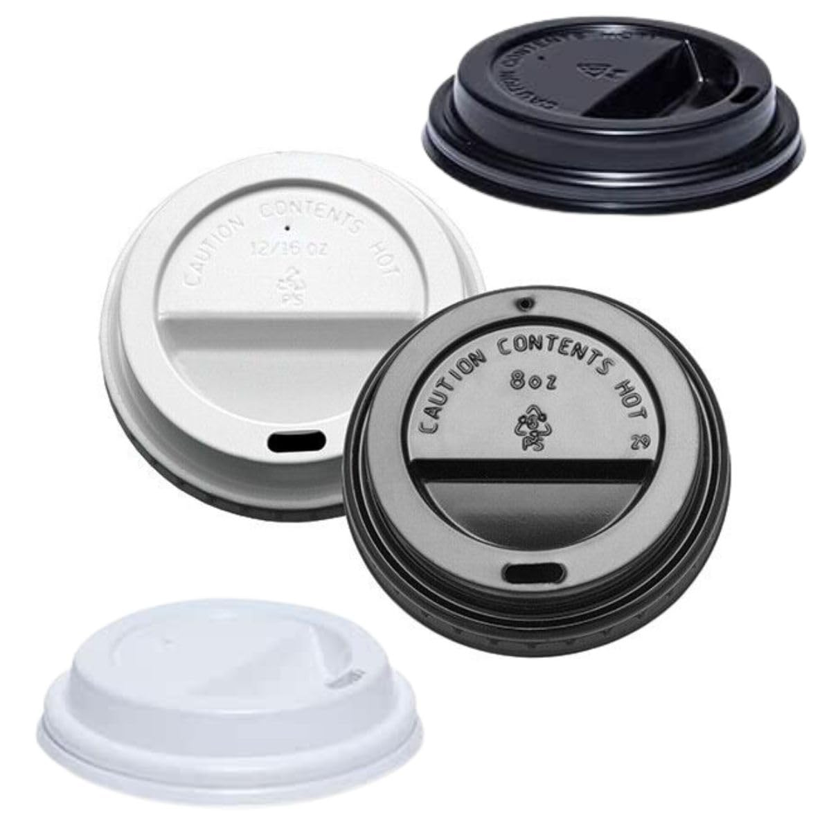 Hot Bargains White / Black Disposable Coffee Cup Reusable Lids, 50 Count Or Reusable Lids For 8Oz Paper Cups, Push-On Design