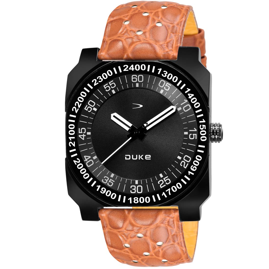 Duke Tan Brown Leather Band| Analogue Display| Quartz Movement| Durable| Square Dial Men’s & Boy’s Watch for Office, Business & Casual Attire- Black Dial