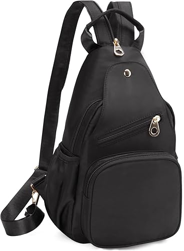 EVANCARY Bolso bandolera pequeño para mujer, mochila bandolera para mujer, mochila cruzada de pecho para viajes, deportes, correr, senderismo, Negro
