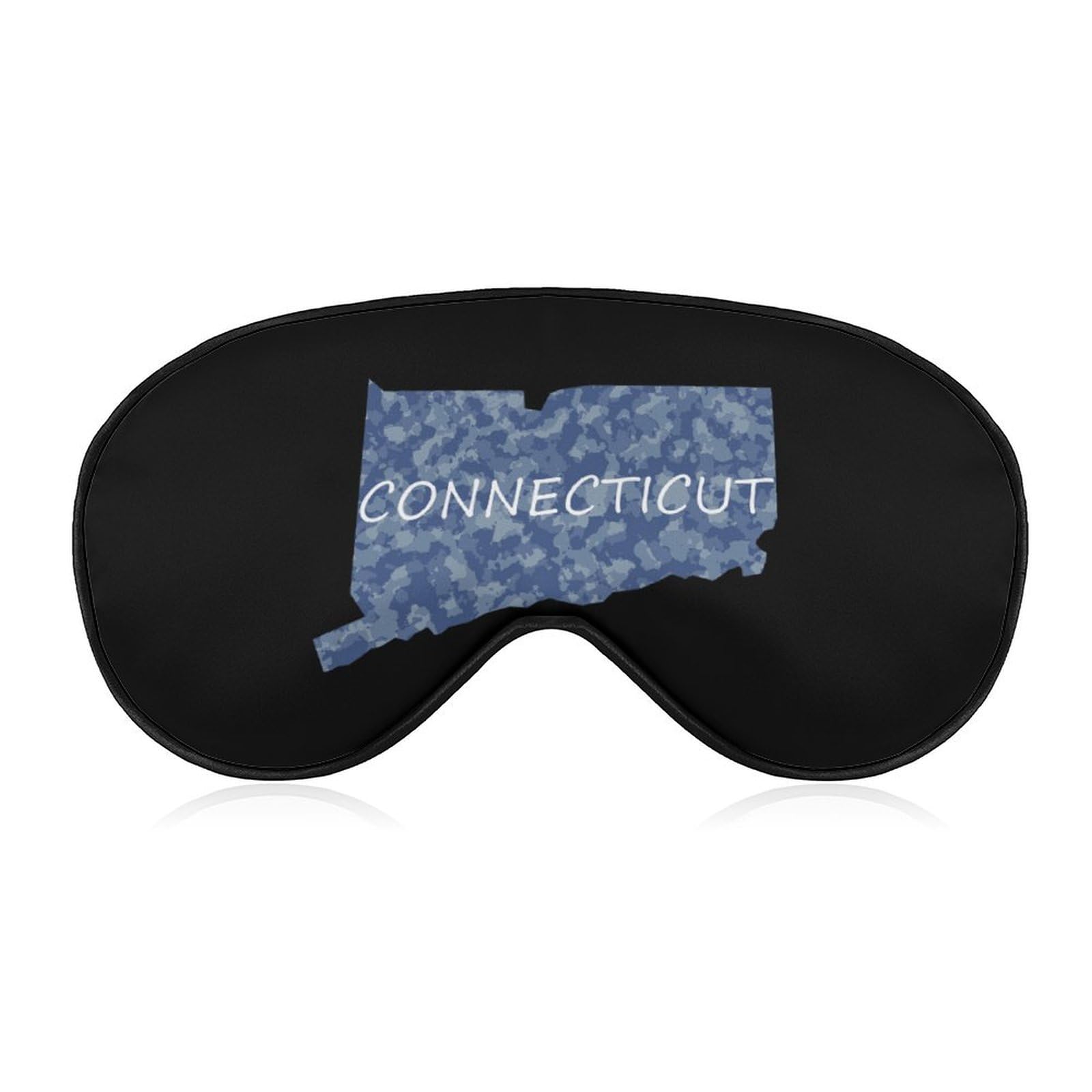 Camouflage Connecticut Map Flag Sleep Mask Eye Shade Cover Adjustable Strap for Travel Lunch Break Women Men