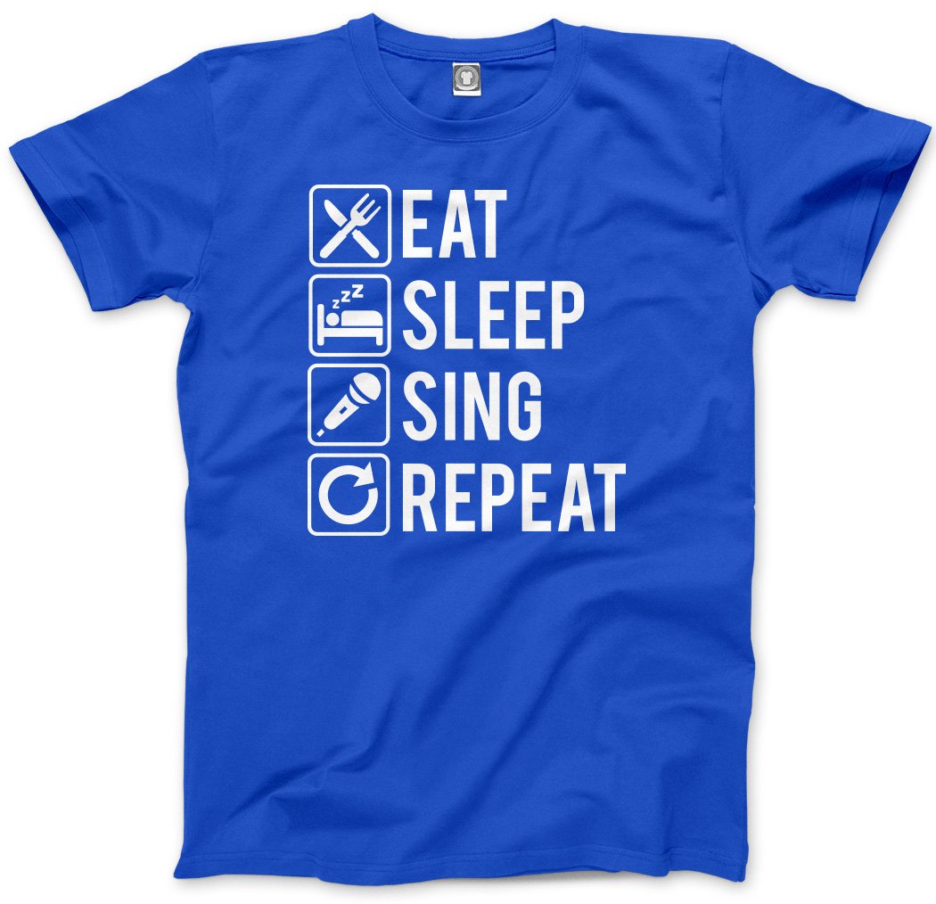 Hotscamp Blue Eat Sleep Sing Repeat Kids T-Shirt - 9-11 Years