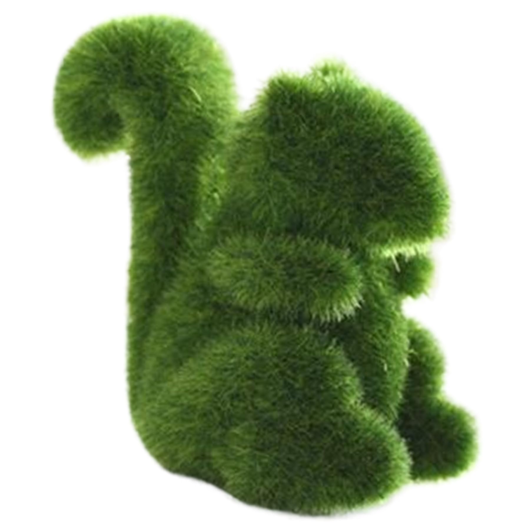 Vervevum Squirrel Figurine, Green Flocked Squirrel Statue, 4x3.7 Inch Animal Topiary, Garden Statues for Outdoor Lawn Backyard, Animal Figurines