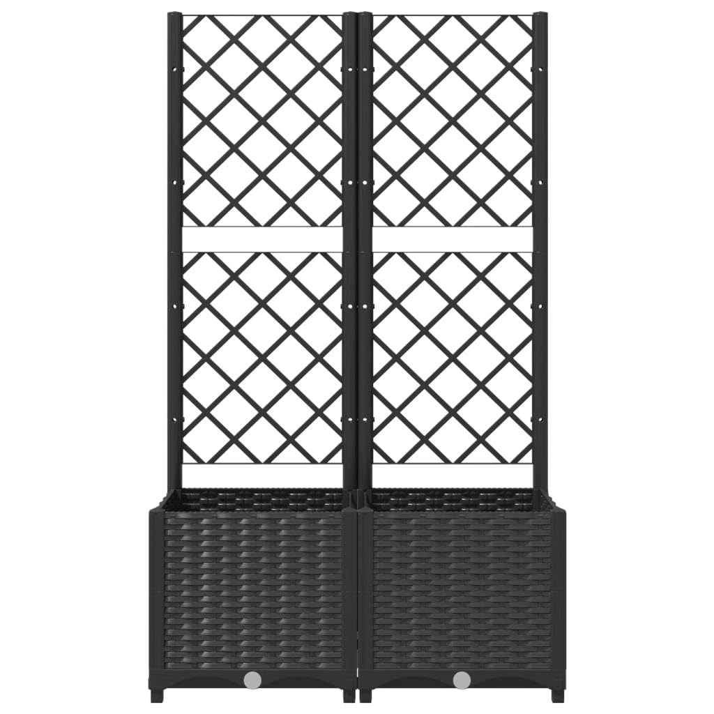 Donica ogrodowa z kratka czarna 80x40x136 cm PP skrzynia na kwiaty i rosliny z twardego polipropylenu na balkon taras ogrod