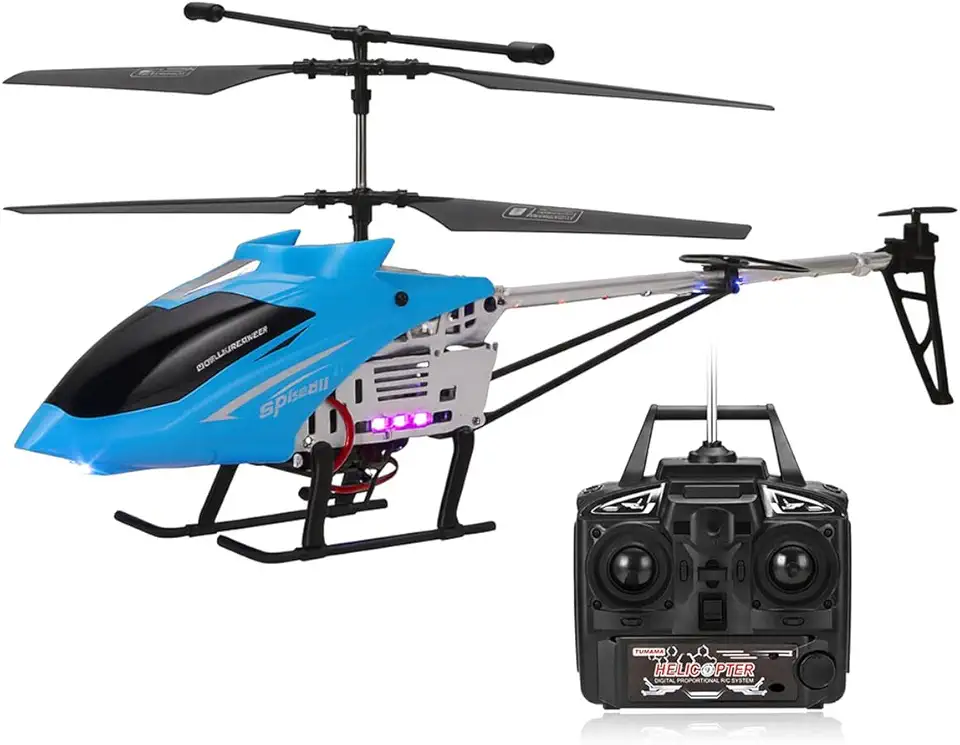 Helicóptero de Controle Remoto Grande 80cm RC – 2.4G 3.5CH, Bateria Recarregável, Drone Brinquedo Durável para Crianças e Adultos, Modelo UAV, Uso ao Ar Livre (Azul)