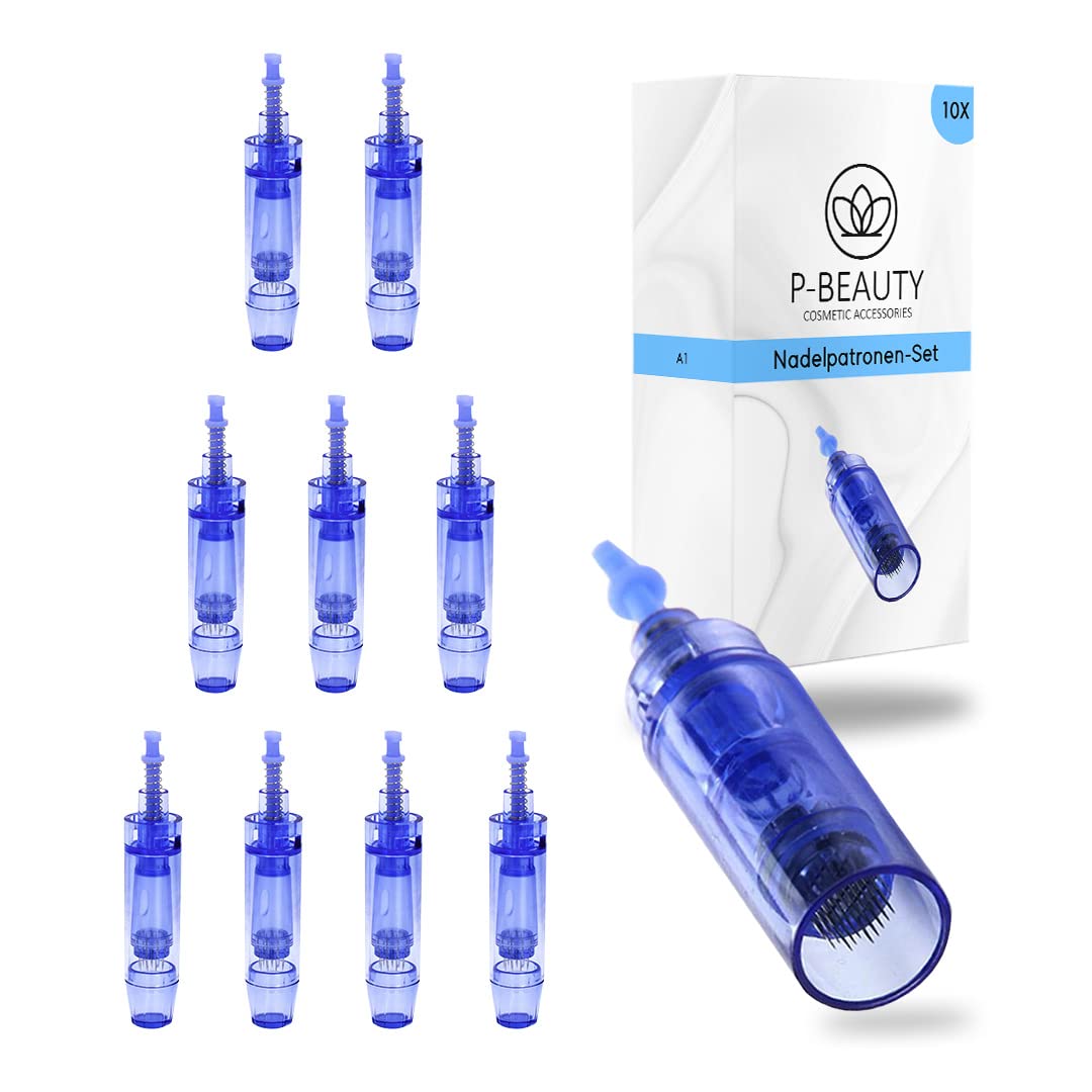 P-Beauty - Universal Needle Cartridges for A1 Dermapen Device - Microneedling with Microneedling for Skin Renewal, Anti Ageing, Acne Scars, Pigment Spots - For All A1 Derma Electric Pen - 10x Nano