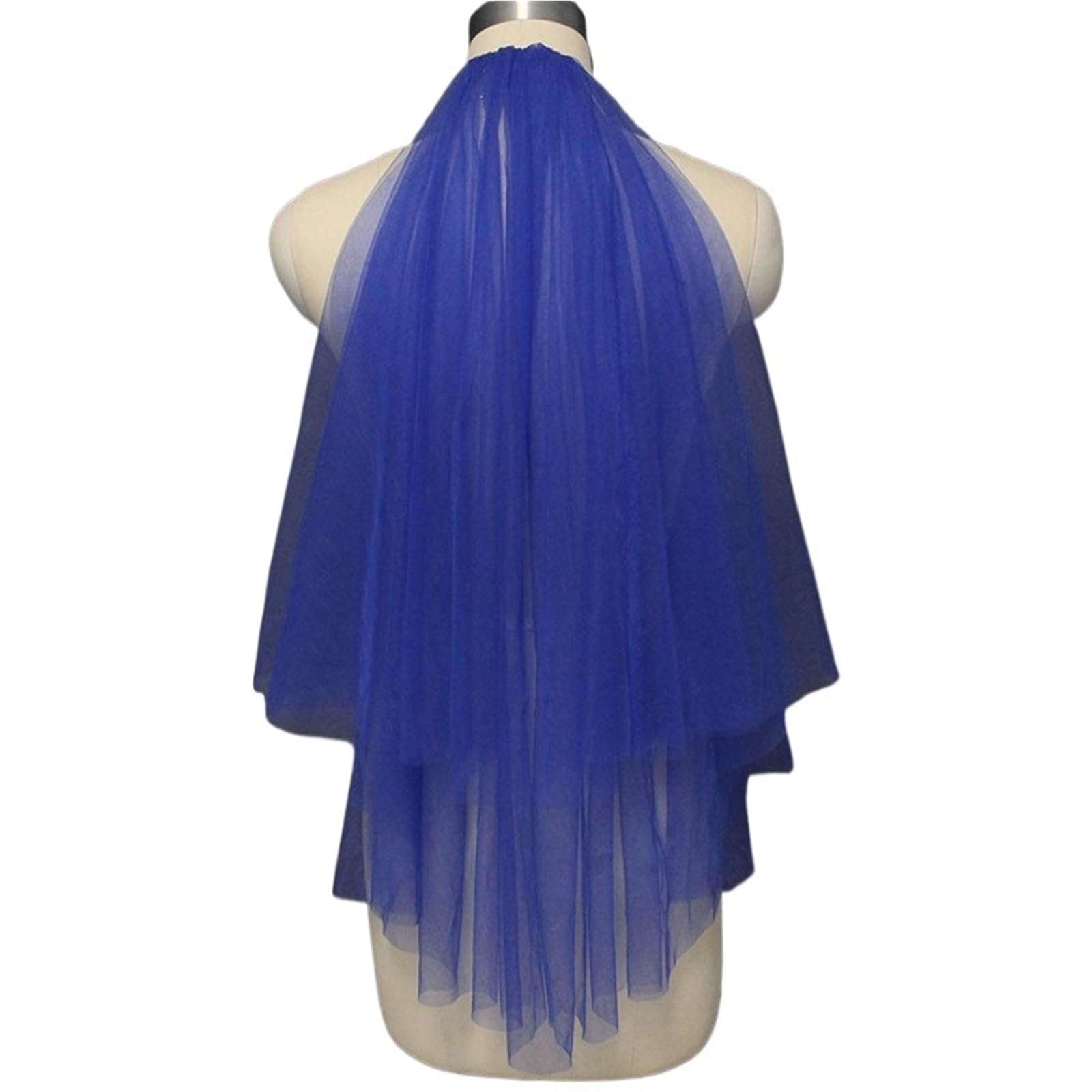 Lhsjyg Blue Bride Veil Green Tulle Short Wedding Veil Simple 2 Layers Bridal Veil With Comb(Blue)