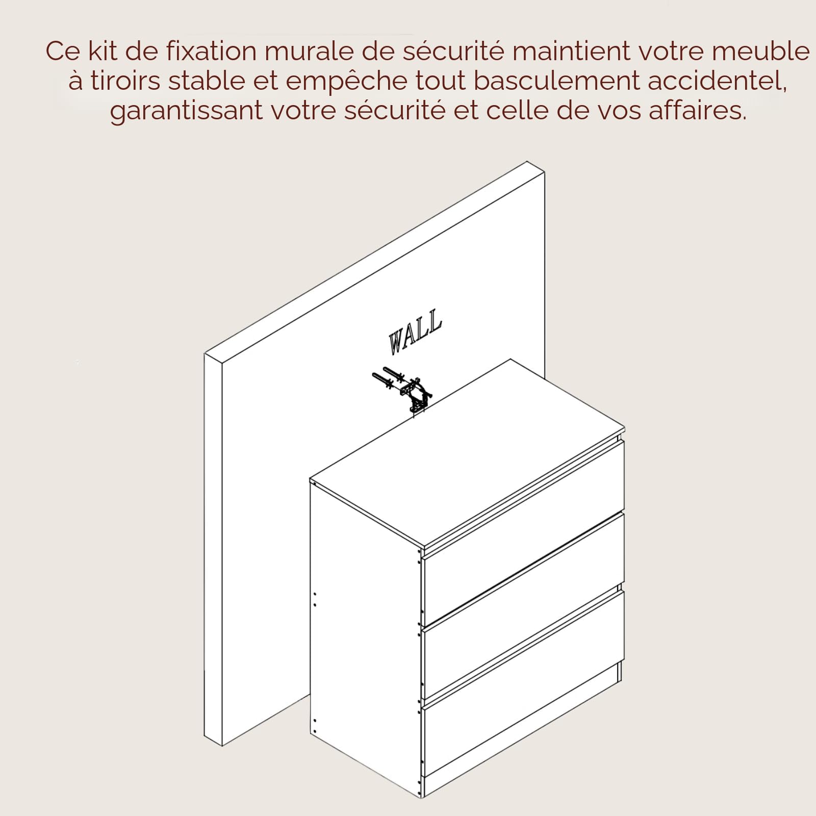 Commode, Armoire, avec 3 tiroirs, Largeur 70 cm, Meuble de Rangement Chambre, adapté pour Salon, Chambre, Chambre d'enfant, Bureau, Blanc, 70cm×40cm×75cm