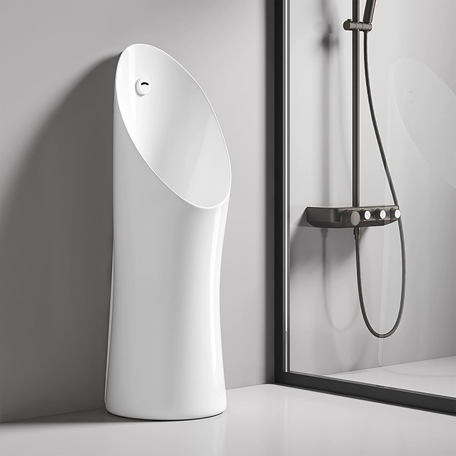 Commercial Induction Washout Urinals for Men,Modern Vertical Ceramic Urinal,Universal Washout High Efficiency Urinal,for Bathrooms Hotels Shopping(White)