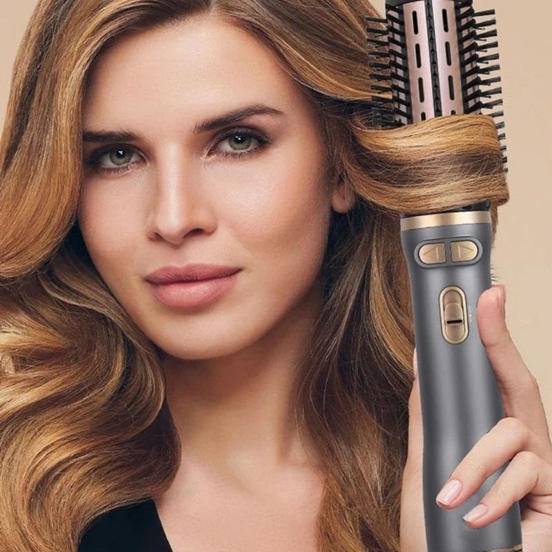Praktischer, Rotierender Haartrockner Bürste In Rosa Mit Zwei Abnehmbaren Bürsten Größen Für Alle Haartypen Und Stylings Möglichkeiten