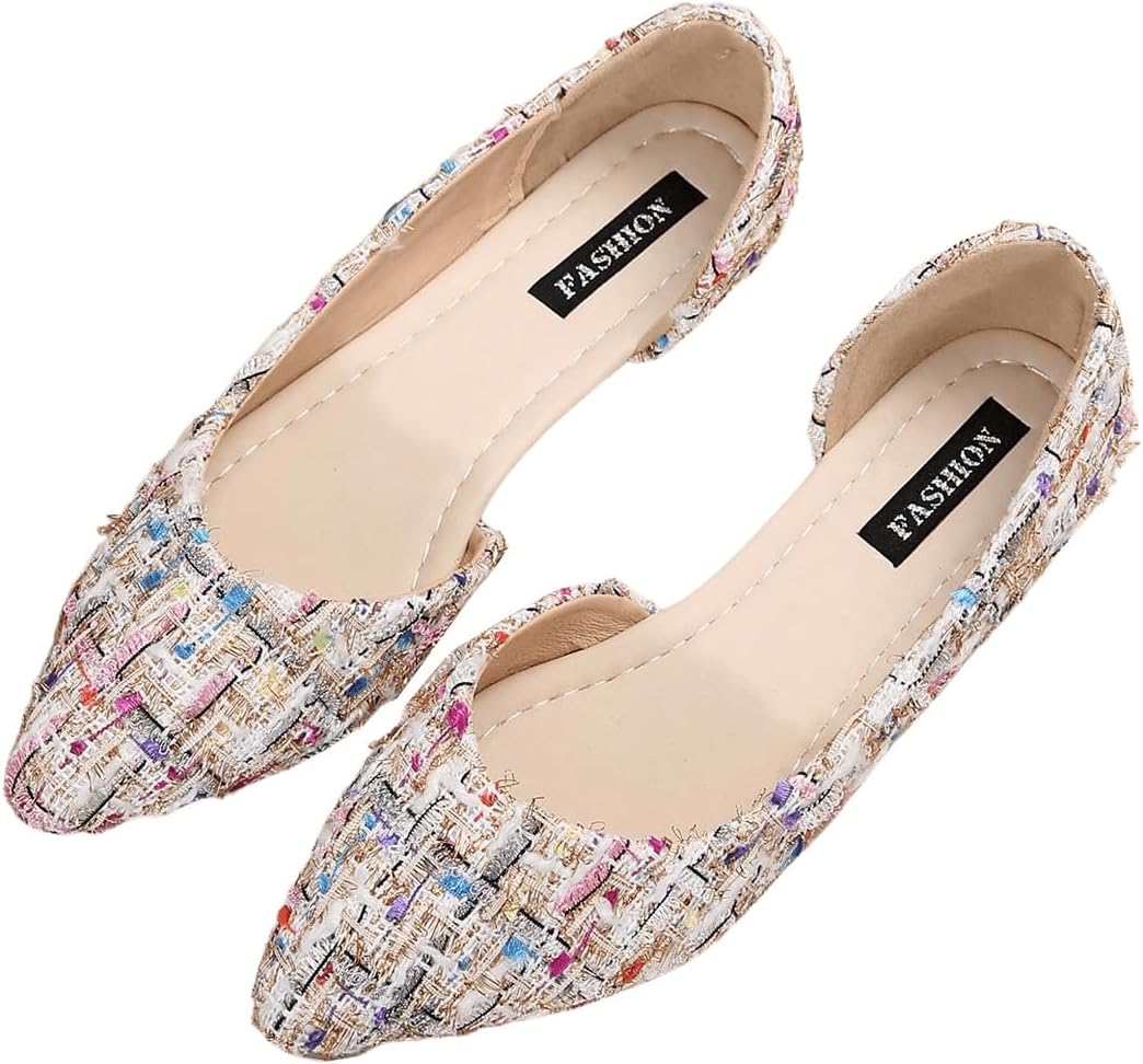 Floerns Women’s Elegant Flat Shoes Pointed Toe Slip On Work Dressy Ballet Flats