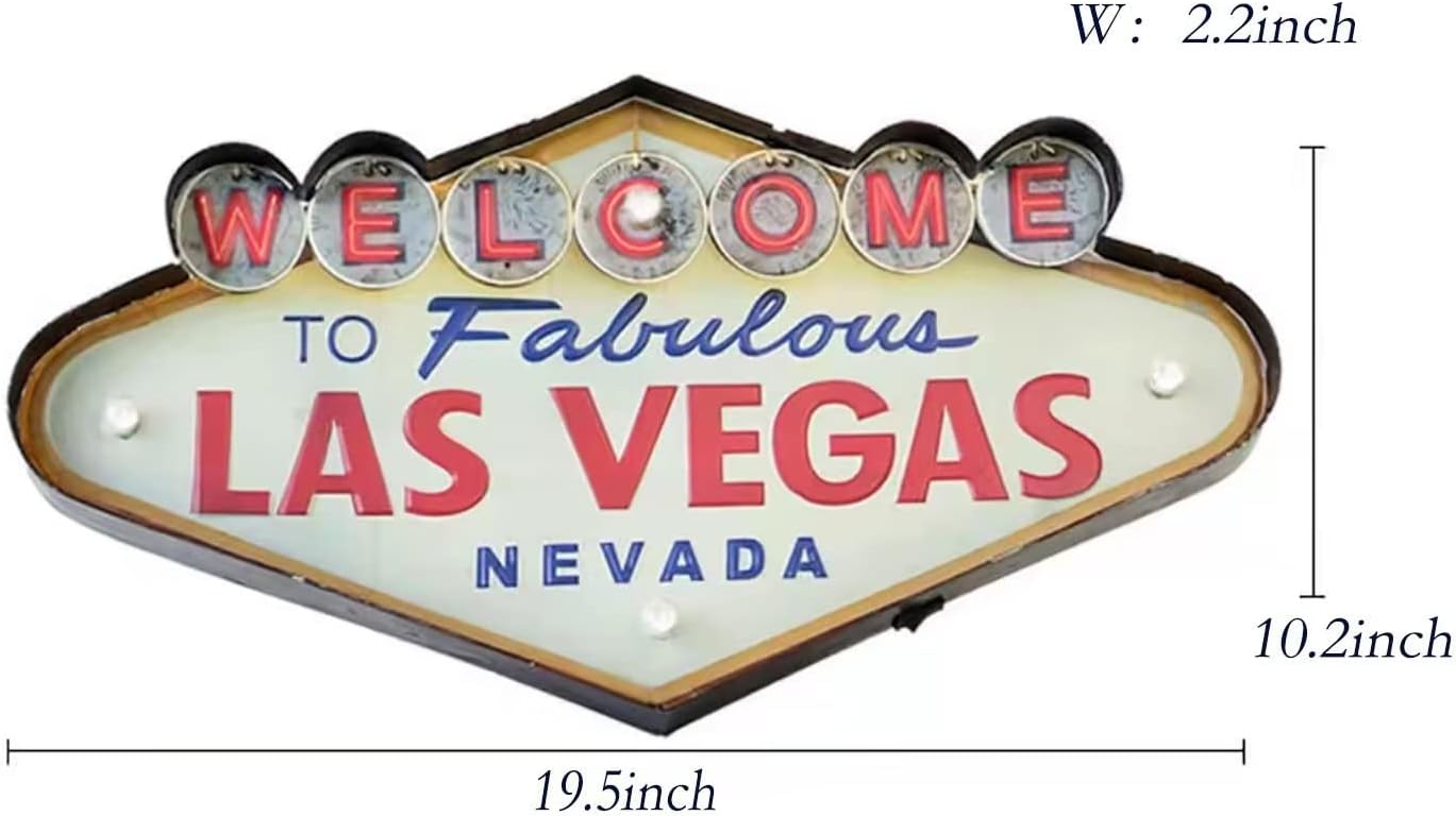 Bar LED Decorative Metal Wall Light Sign (LAS VEGAS)