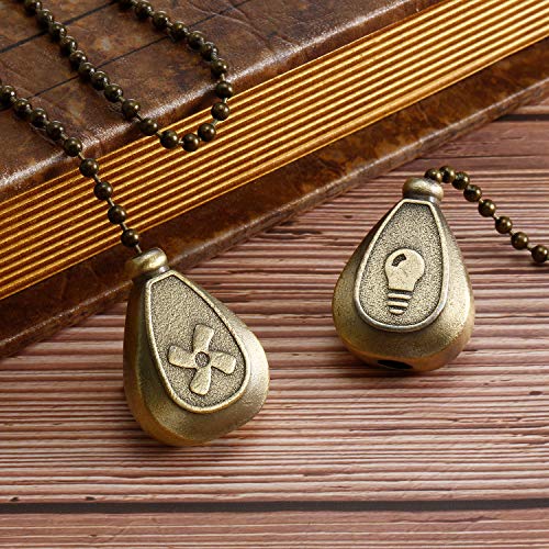 Image of Patelai 4 Pieces Ceiling Fan Pull Chain Extender Ornament 12 Inch Ceiling Pull Chain Extension Classic Drop Shaped Pendant Beaded Ball Cord for Fan light lamp decorative with Connector(Bronze)