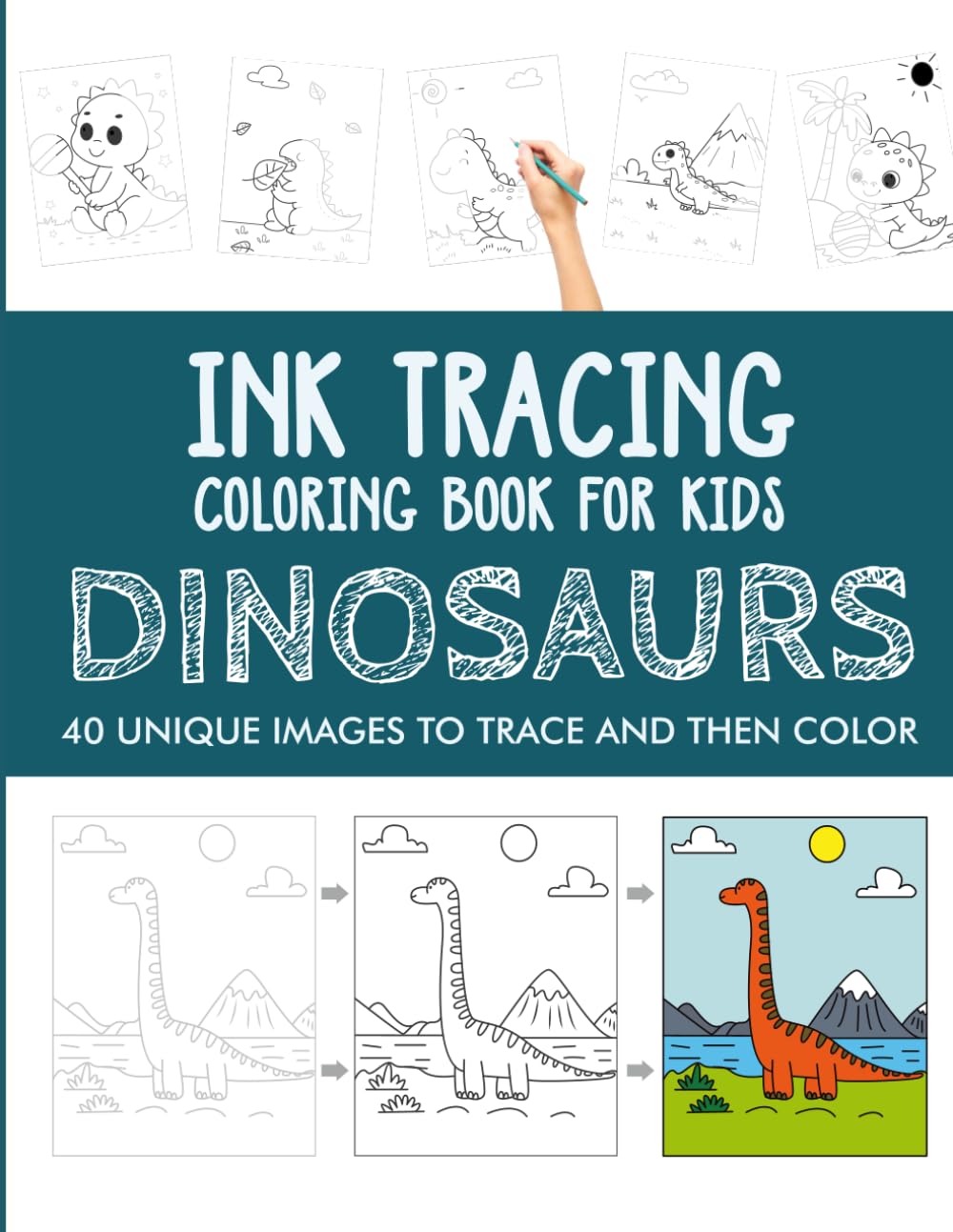 Dinosaurs Ink Tracing Coloring Book for Kids: Trace and Color Activity Book for Kids