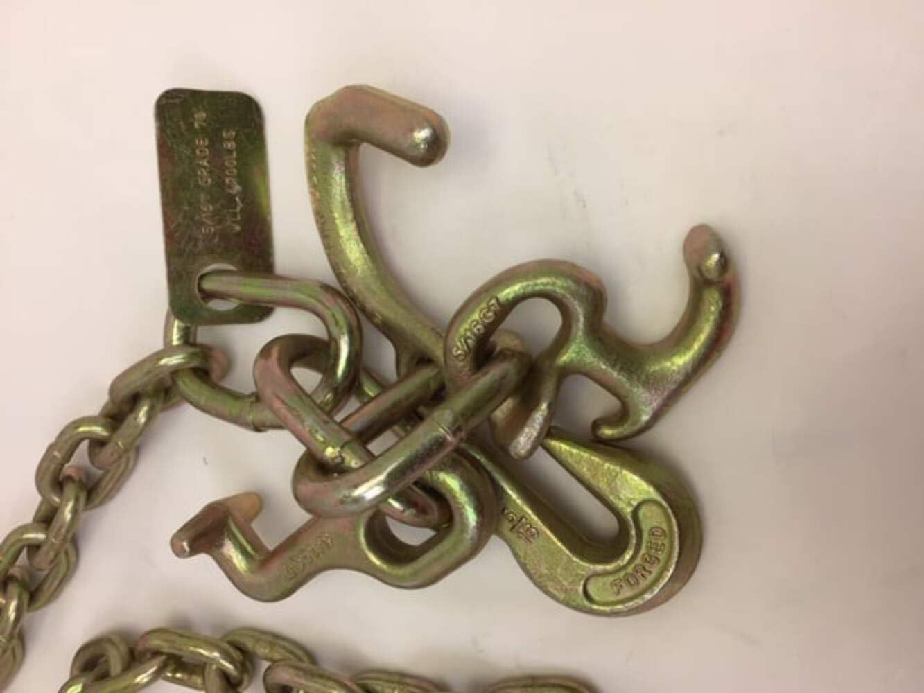 One 6' Transport Chain - 4 Hook Cluster with RTJ and Grab Hooks 4700 lbs WLL 5/16" Grade 70 (1)