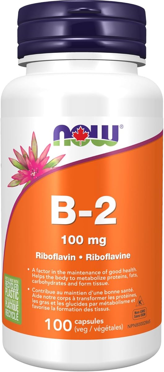 NOW Supplements, Vitamin B-2 (Riboflavin) 100 mg, Energy Production, 100 Veg Capsules