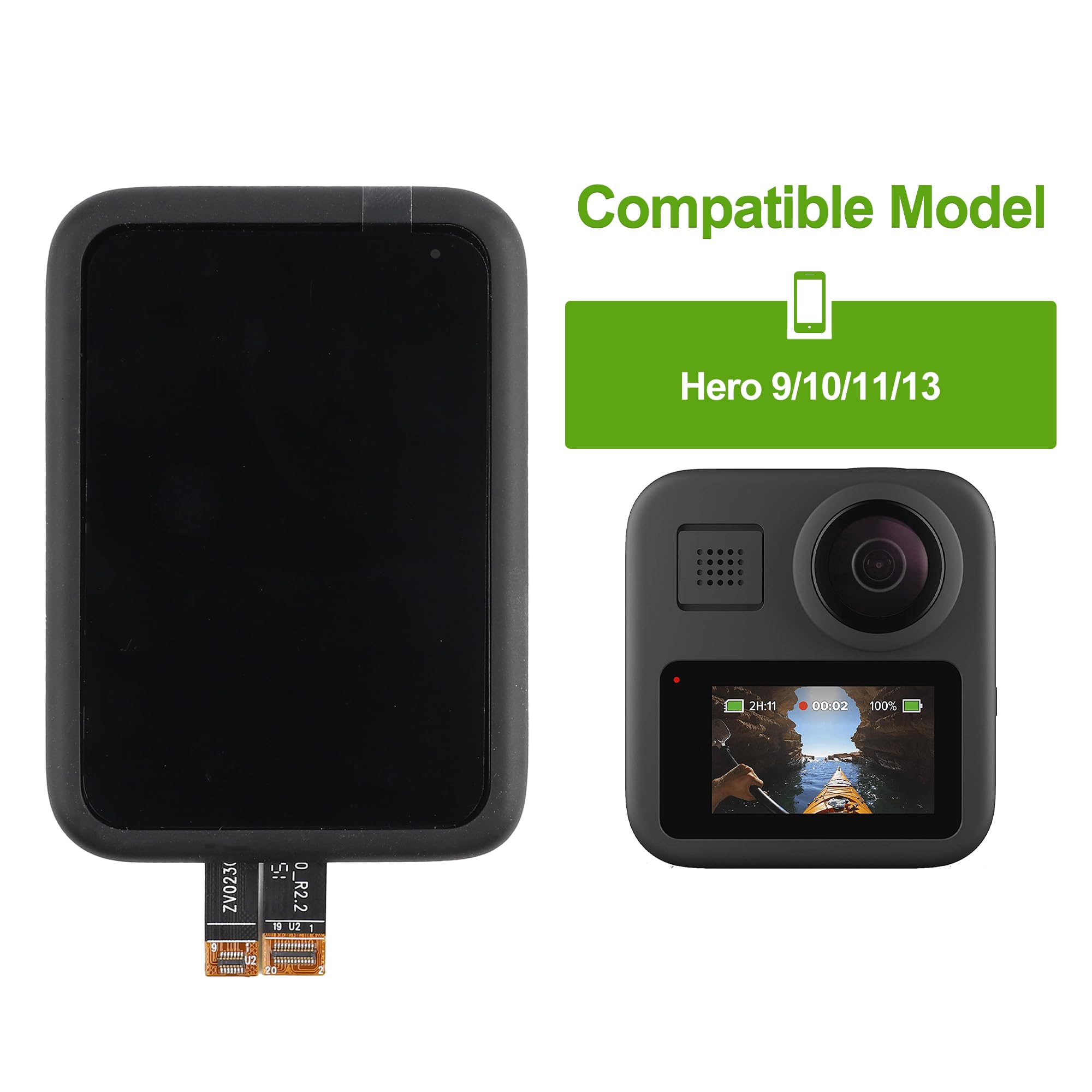 Écran numérique LCD de rechange compatible avec Go-Pro Hero 9/10/11/12/13 LCD Action Camera Display Touch Screen Digitizer Assemblée avec outils de réparation