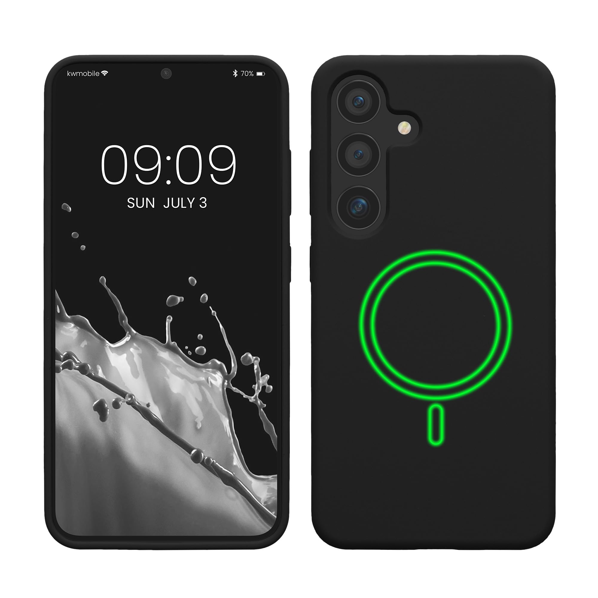 kwmobile TPU Silicone Case Compatible with Samsung Galaxy S25 Plus - Case Magnetic Cover - Compatible with MagSafe - Black