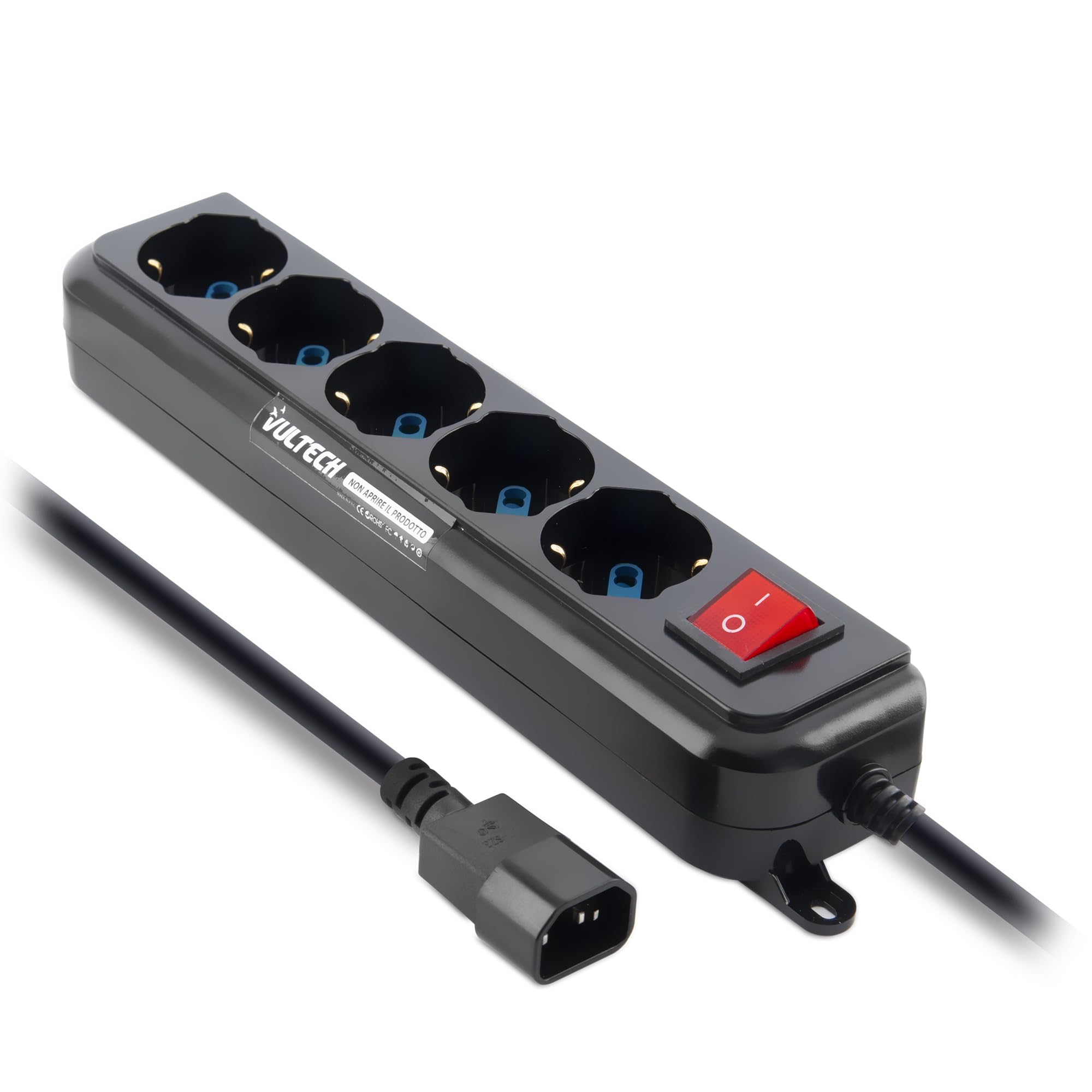 Multipresa bipasso 5 posti per ups iec14 + on off