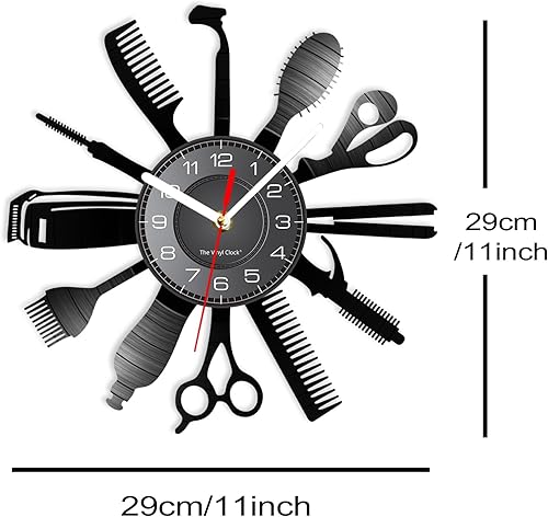 Miniatura 6 de Reloj de pared con herramientas de peluquería de 12 pulgadas con 7 colores cambiantes, reloj de pared para peluquería y negocios, reloj de pared,