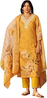 indo era Women's Straight Pure Cotton Floral Printed Embroidered Kurta & Pant with Dupatta Set (IESTR11055)-picture-10